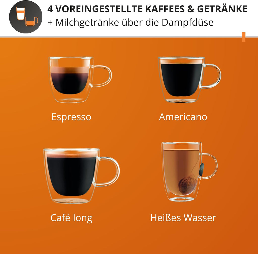 Krups Precision manuelle Siebträgermaschine mit Mahlwerk, Barista Kaffeemaschine mit intuitiver Bedienfläche, Pre-Infusion-Einstellungen, Espressomaschine mit Dampfdüse, schnelles Aufheizen, XP801T10
