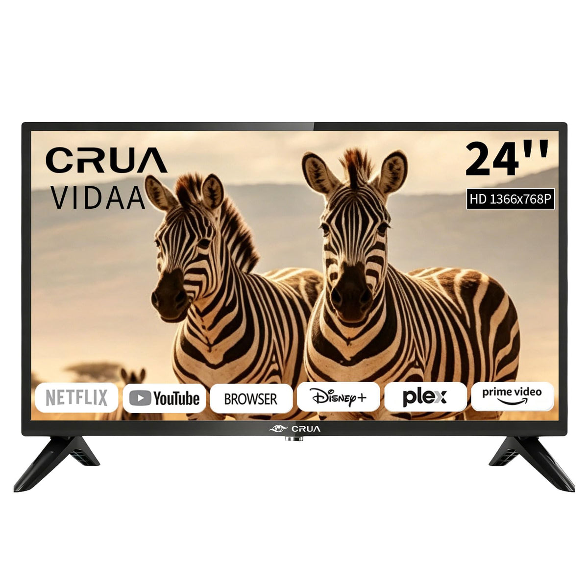 CRUA 32 Zoll Smart TV/Fernseher 32 Zoll 3X HDMI, 2xUSB, Fernseher kompatibel mit VIDAA,EyeCare,Triple Tuner DVB-T/-T2/-C/-S/-S2 CI+Power Input 100-240V~ 50/60HZ for Home, Kitchen, or RV Camper