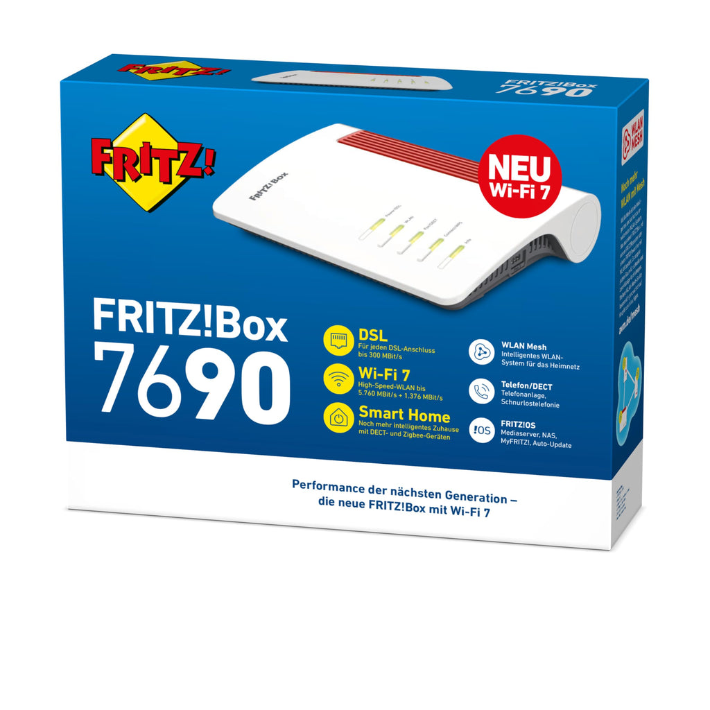 FRITZ!Box 7690 – Wi-Fi 7 DSL-Router mit Supervectoring, Mesh & DECT-Basiso