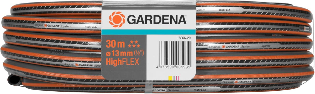 Gardena Comfort HighFLEX Schlauch 13 mm (1/2 Zoll), 30 m: Gartenschlauch mit Power-Grip-Profil, 30 bar Berstdruck, formstabil, UV-beständig (18066-20), grau, orange