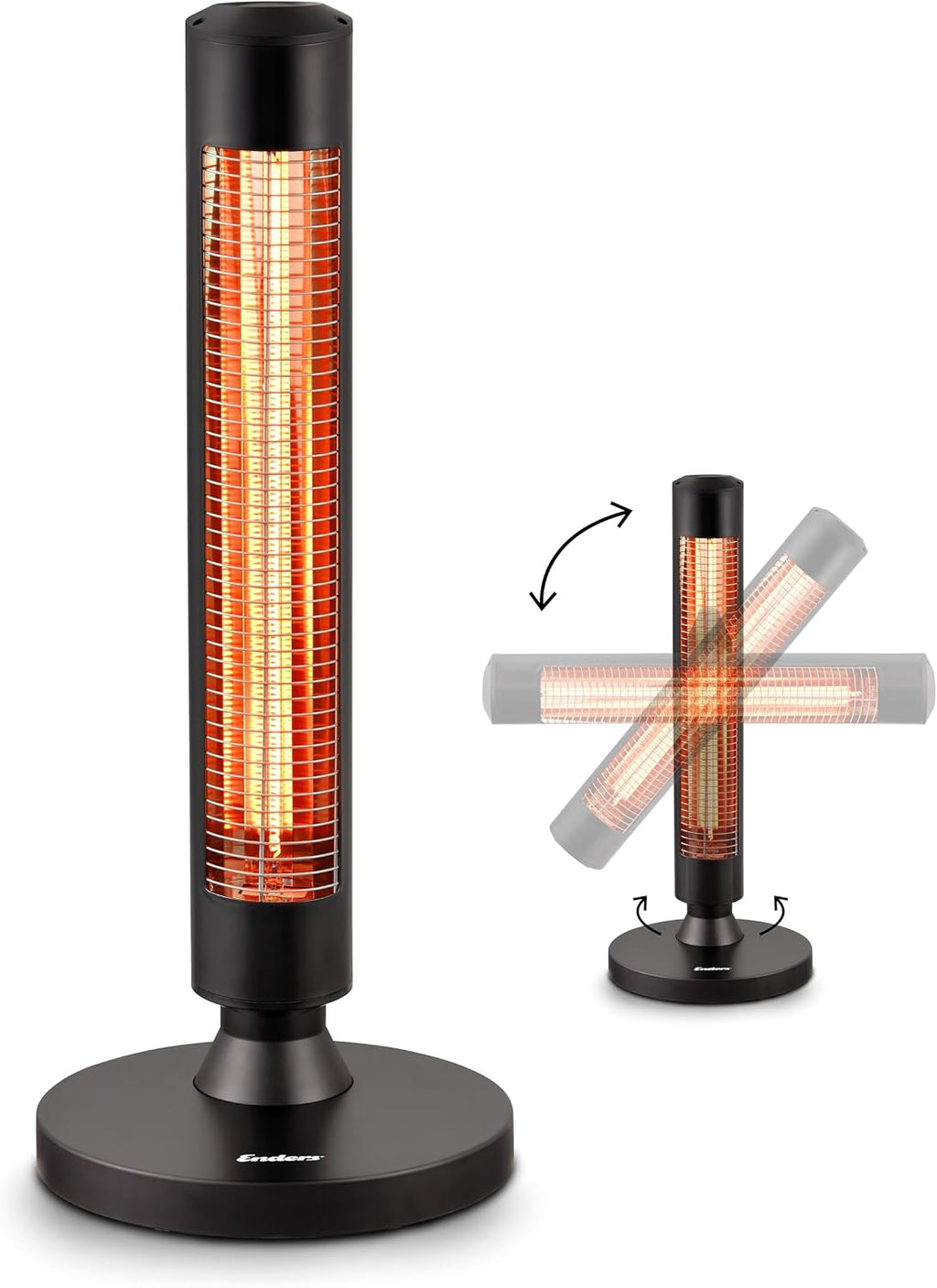 Enders Terrassenheizer Moow, Elektro Standstrahler, Heizpilz, 2 Leistungseinstellungen, 900 W, Infrarot-Strahlungswärme, Kippsicherung und Transportgriff, 60° zuschaltbare Oszillationsfunktion #49246