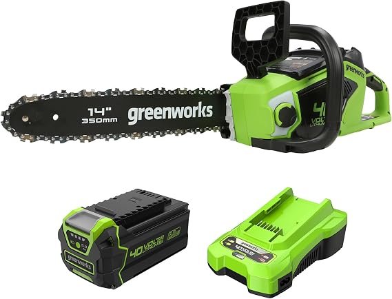 Greenworks GD40CS15 40V Akku-Kettensäge – 35 cm, bürstenloser Motor, 12 m/s, inkl. 5Ah Akku & 2A Ladegerät