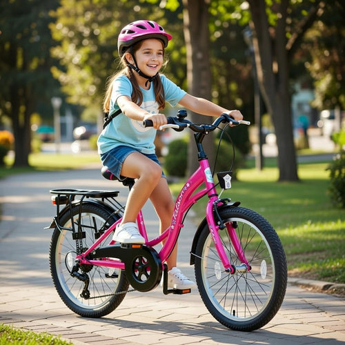 20 Zoll Kinderfahrrad 6-Gang Shimano und Alufelgen Rosa-Weiss TMU