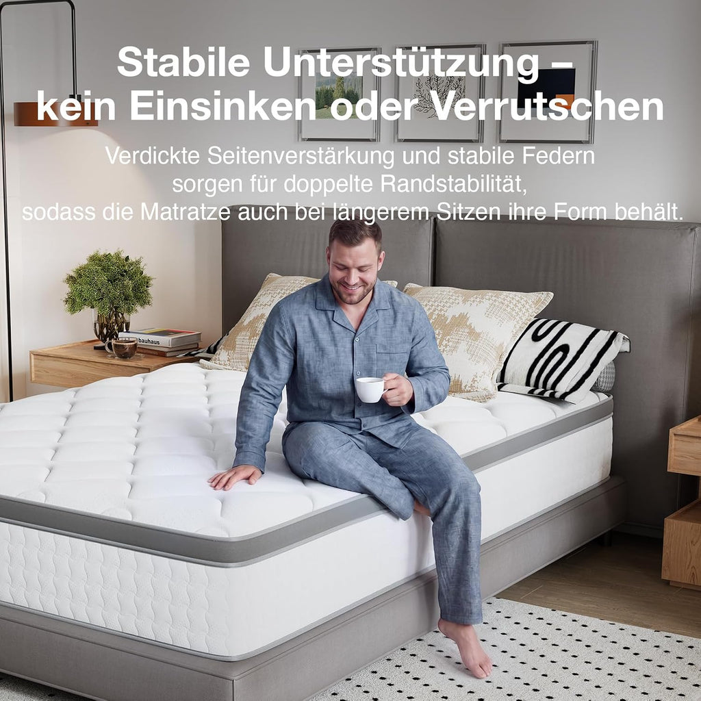Novilla Matratze 140x200 cm 25 cm Höhe H3 mittelfest 7 Zonen Hybridmatratze