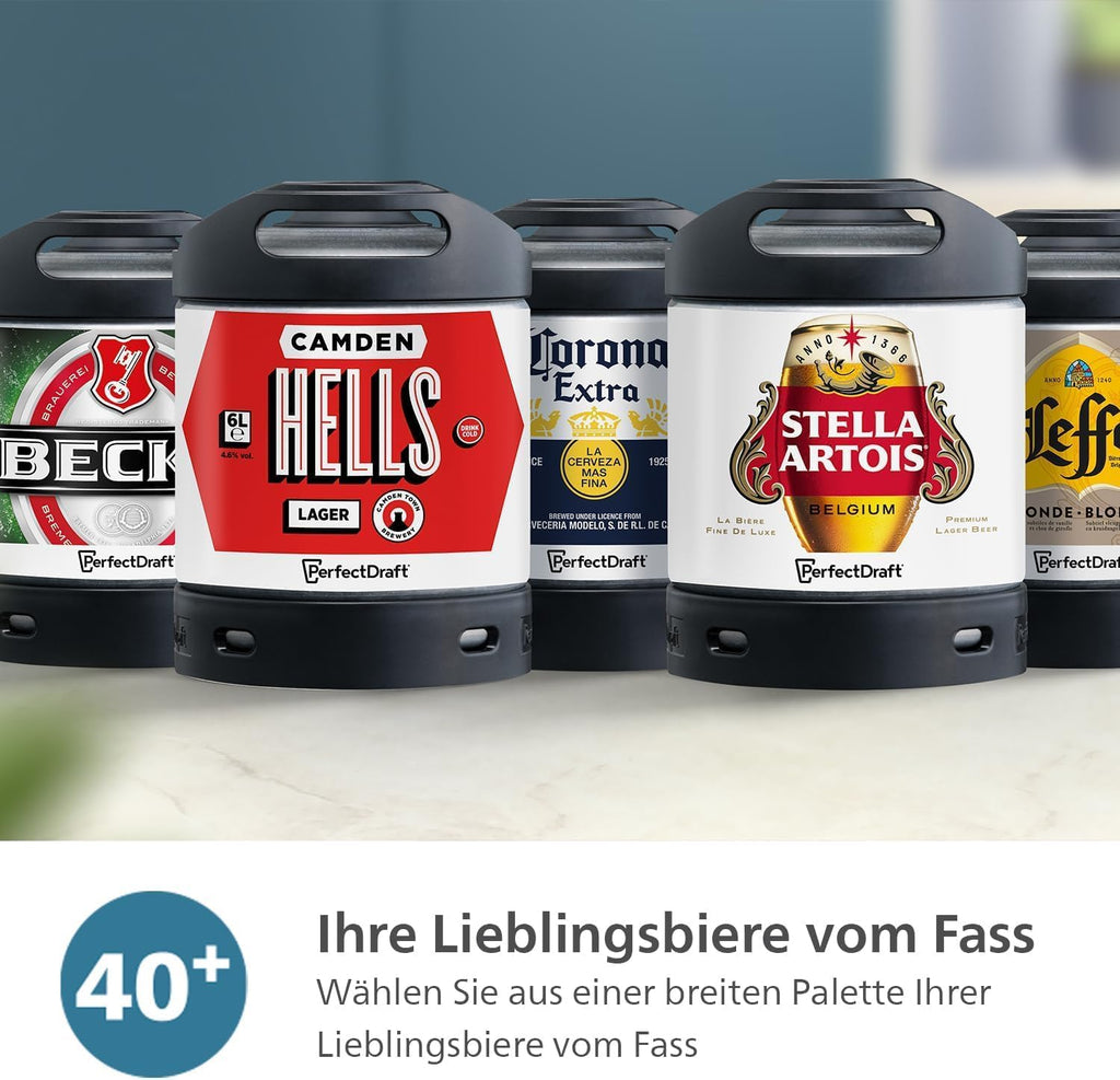Philips PerfectDraft Black Beer Dispenser for up to 30 Days | Freshly cooled at 3 °C, for the home bar, 6 L, LED indicators (HD3760/90)