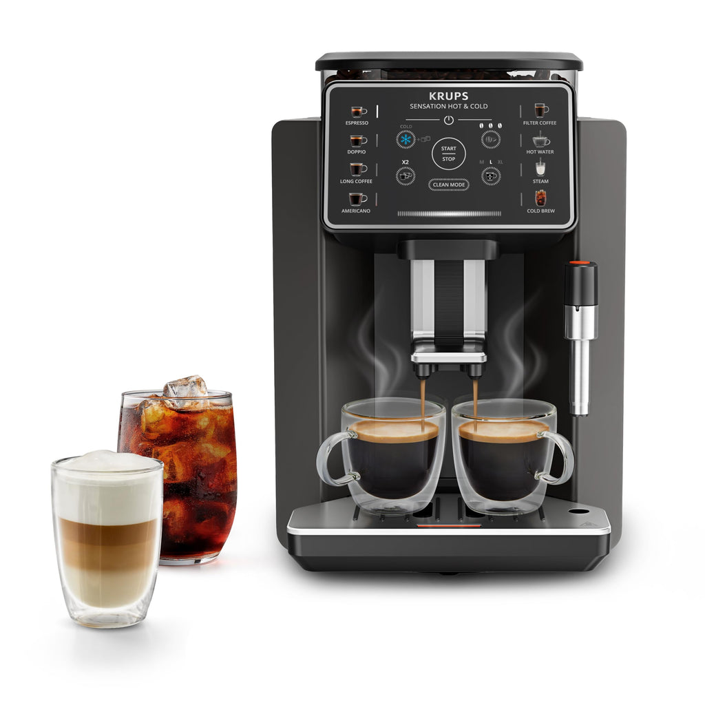Krups Sensation Kaffeevollautomat mit Milchschaumdüse, Kaffeemaschine für Espresso, Cappuccino & Latte Macchiato, gemacht für Bohnenkaffee & Filterkaffee, bis zu 5 Kaffeegetränke und 2-Tassen-Funktion