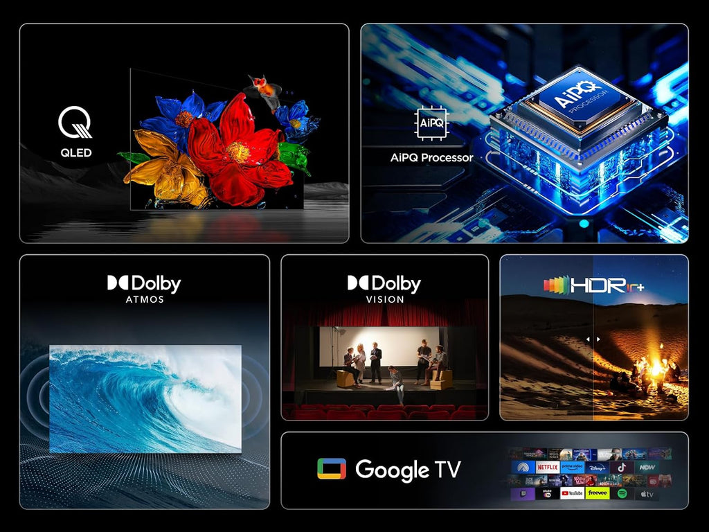 TCL 43T69C 43 Zoll QLED, Direct LED TV, 4K HDR TV, Smart Google TV (Dolby Vision & Atmos, Game Master, Motion Clarity, Kompatibel mit Google Assistant & Alexa)