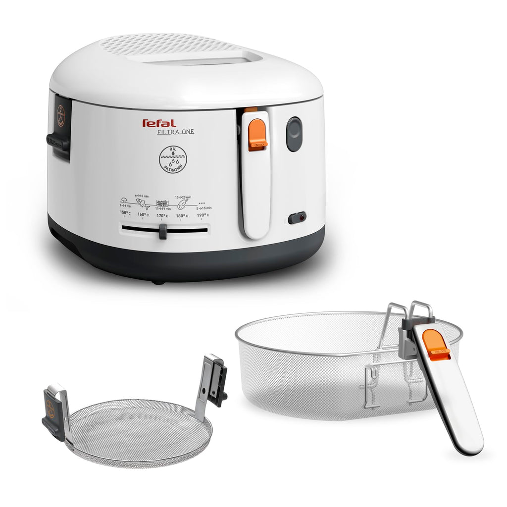Tefal Oleoclean Pro Fryer 3.5 L for Crispy Chips, 2300 W Stainless Steel Fryer with Oil Filter, Removable Oil Container 1.2 kg, Timer & Thermostat, Dishwasher Safe, Black/Stainless Steel