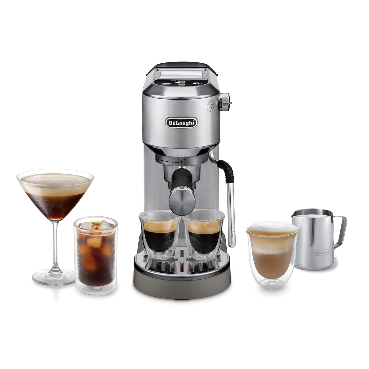 De'Longhi Dedica Duo - Manuelle Espressomaschine mit Cold Brew Metall