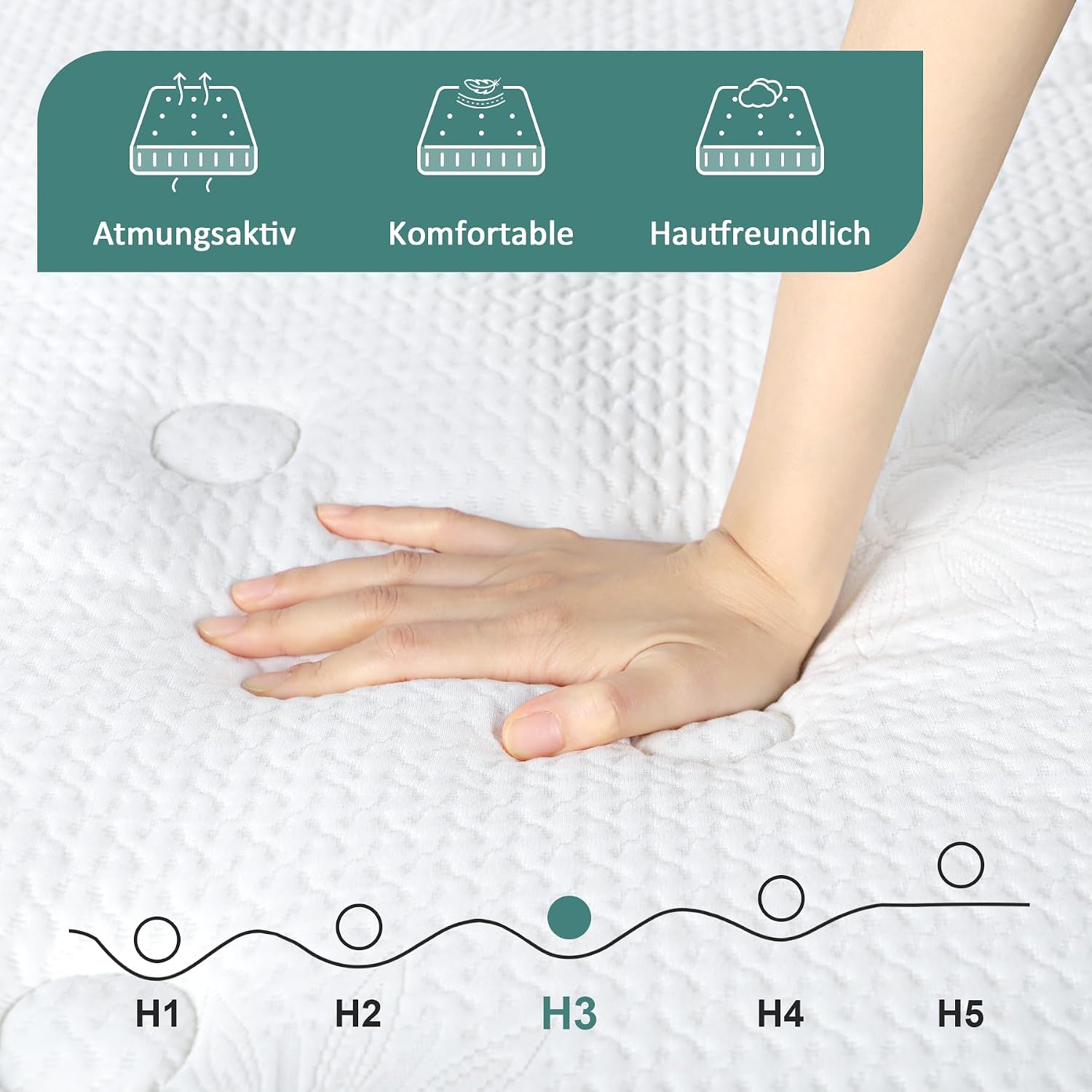 180x200 cm Matratze, 30cm höhe, H3 Taschenfederkernmatratze, Gel Memory Foam Hybrid, Taschenfederkern, Atmungsaktiv, Mittelfest, Druckentlastung, Federkernmatratzen Öko-Tex Zertifiziert