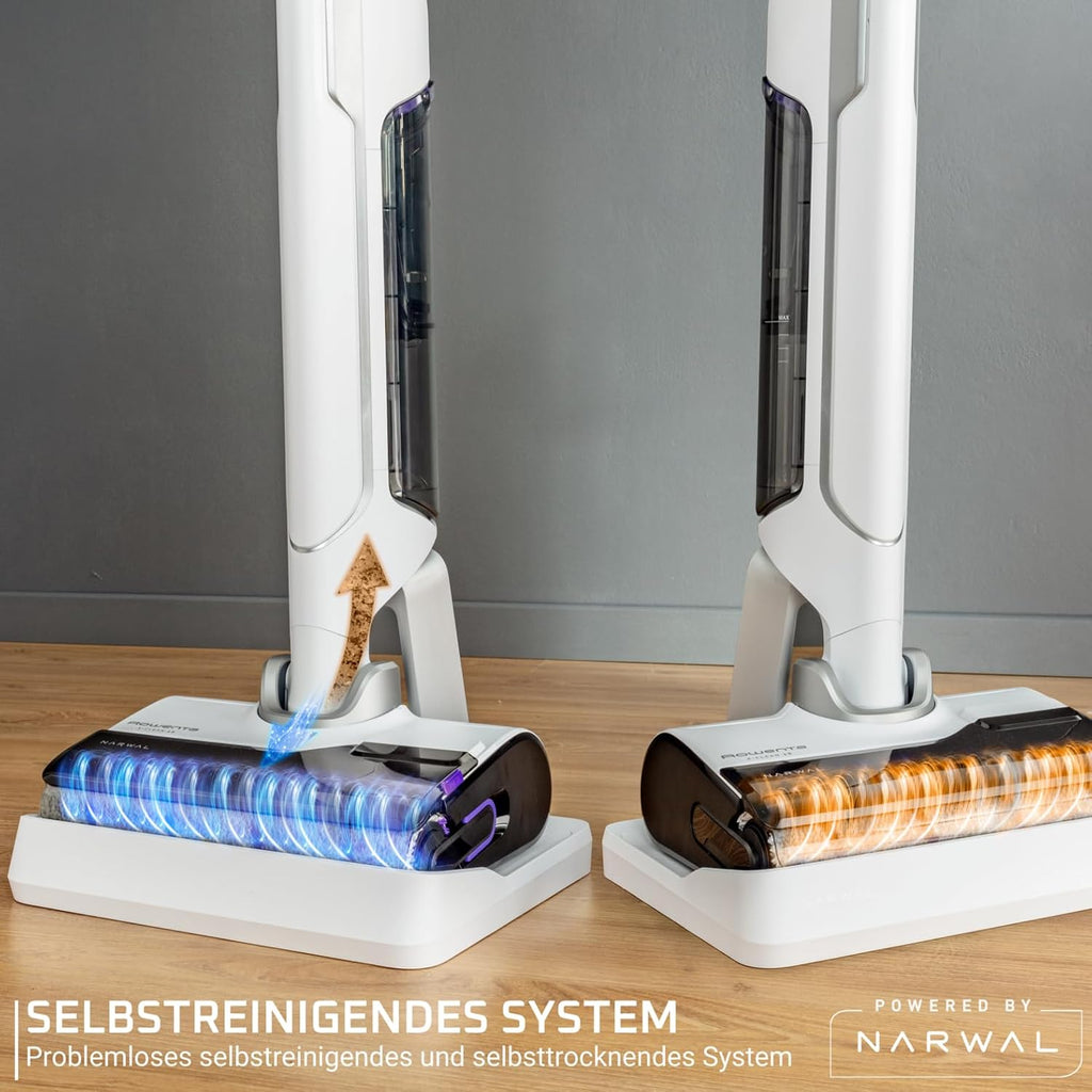 Rowenta X-Clean 10, kabelloser Akku-Nass-Trockensauger, Saugwischer selbstreinigend und -trocknend, Nasssauger Ultraleicht: nur 0,8 kg in der Hand, Waschsauger mit 60 min Laufzeit, weiß, YY5785FE