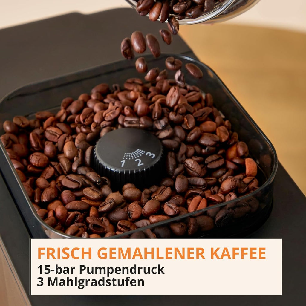 KRUPS Coffee Crush Extra Kaffeevollautomat, nur 15 cm breit, Schwarz