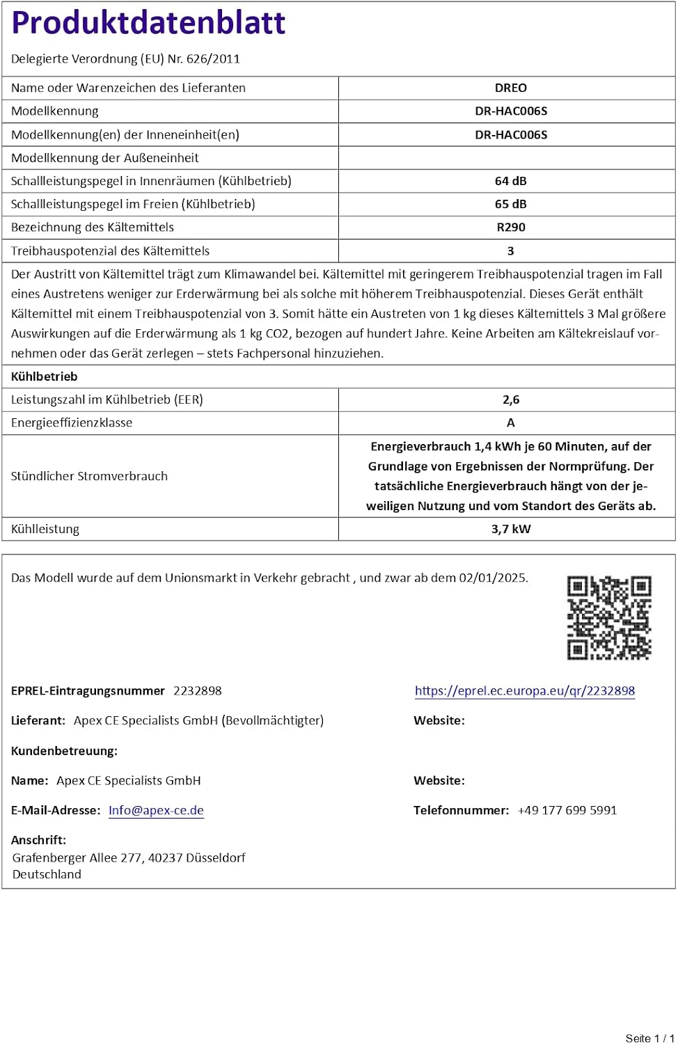 DREO 12000 BTU Mobiles Klimagerät (3-in-1 Kühlen/Ventilieren/Entfeuchten), leise für Schlafzimmer/Büro, Steuerung per App/Sprachbefehl/Fernbedienung, drainagefrei, Fenster-Set, 3,2 L/h, AC516S