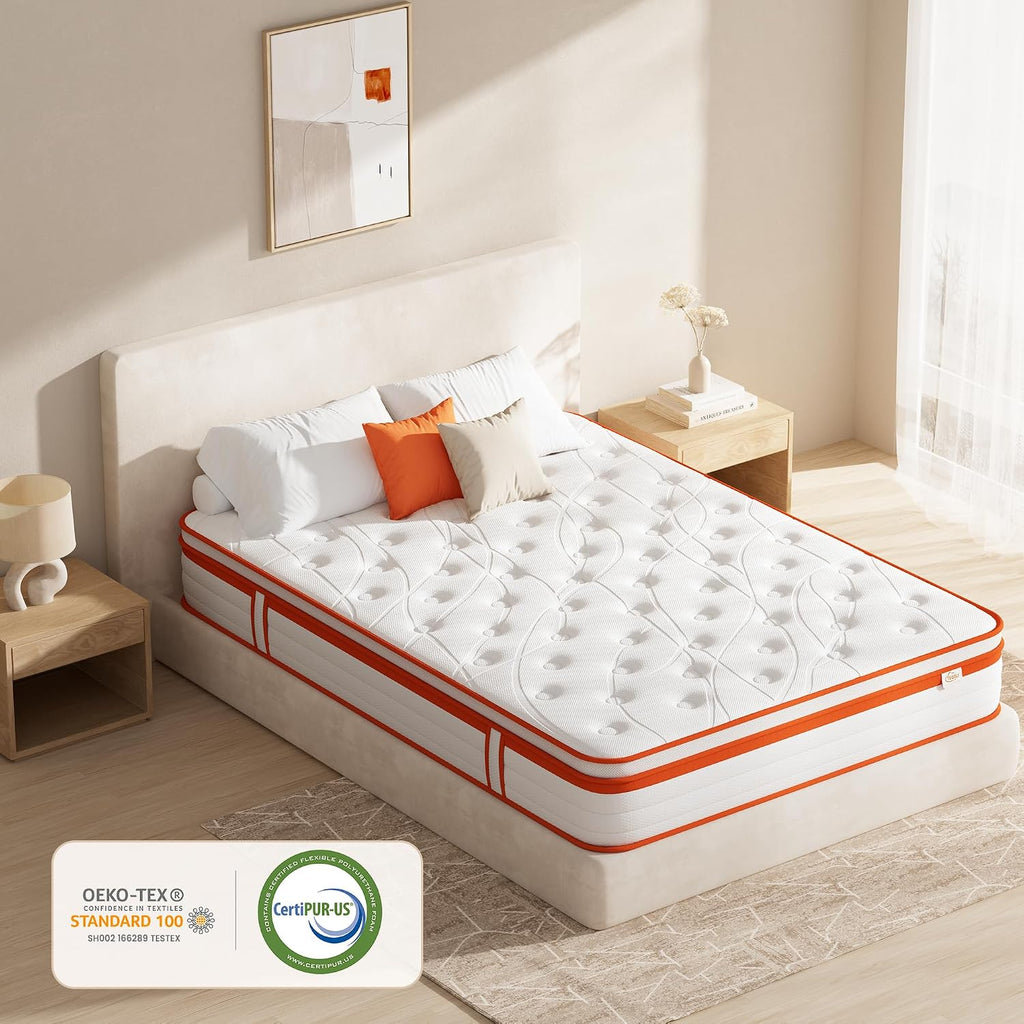 TeQsli 9-Zonen Matratze 140x200 cm H3 mittelfest 25cm Höhe, Ergonomische Taschenfederkernmatratze mit Gel Memory Schaum, Rücken- & Druckentlastung, Atmungsaktiver Bezug Öko-Tex & CertiPUR zertifiziert