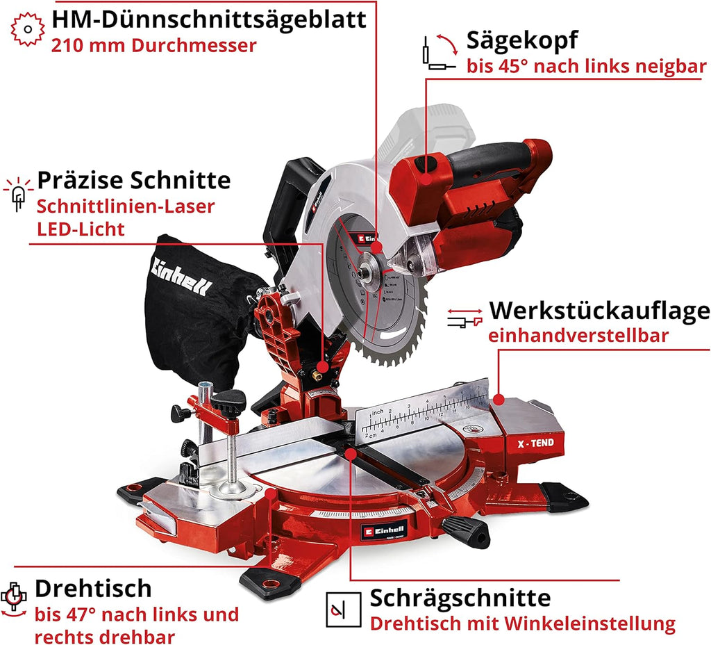 Einhell Akku-Kappsäge TE-MS 18/210 Li-Solo