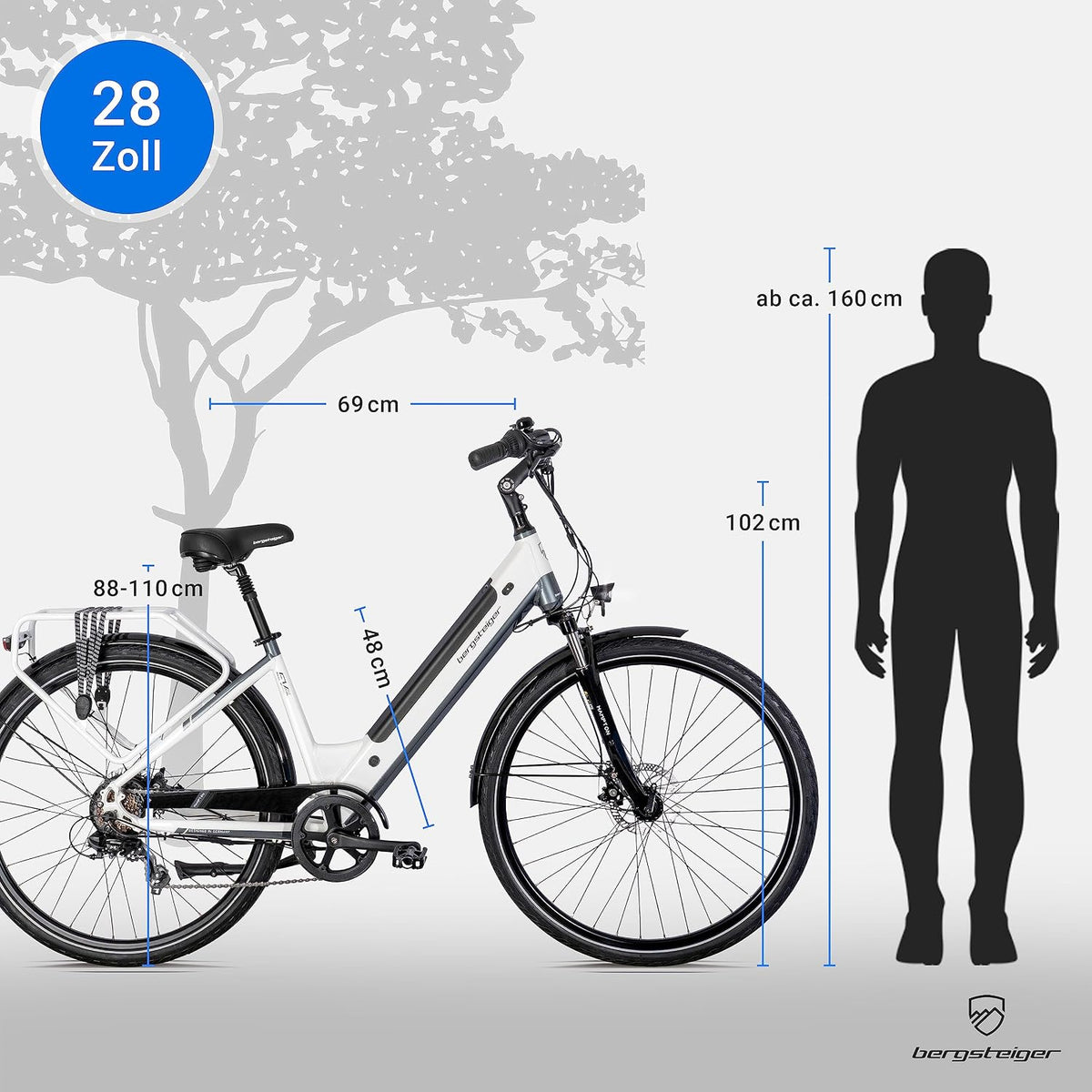 Bergsteiger Hampton 28 Zoll City E-Bike Elektrofahrrad Alurahmen 250 W