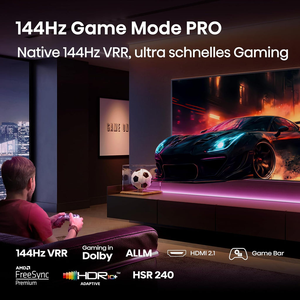 Hisense 55E7Q PRO Fernseher 139cm (55 Zoll) 4K UHD QLED, Smart TV,144Hz Game Mode PRO,Filmaker Mode, AMD FreeSync Premium,AI HDR Upscaler,Dolby Vision IQ,Dolby Atmos,Sprachsteuerung[2025]