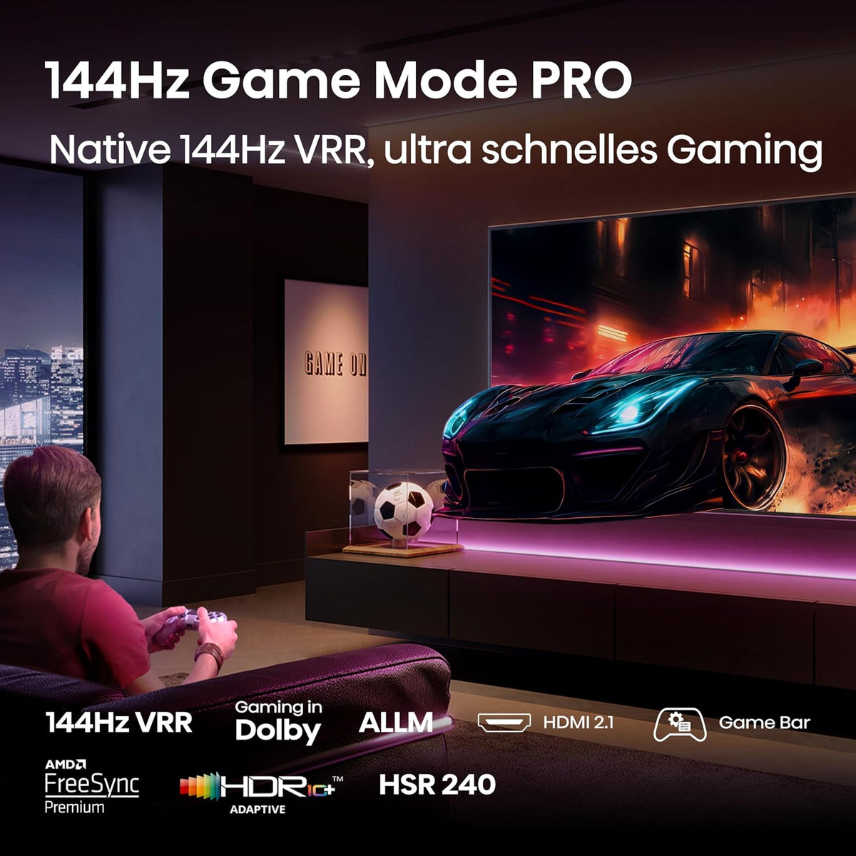 Hisense 55E7Q PRO Fernseher 139cm (55 Zoll) 4K UHD QLED, Smart TV,144Hz Game Mode PRO,Filmaker Mode, AMD FreeSync Premium,AI HDR Upscaler,Dolby Vision IQ,Dolby Atmos,Sprachsteuerung[2025]