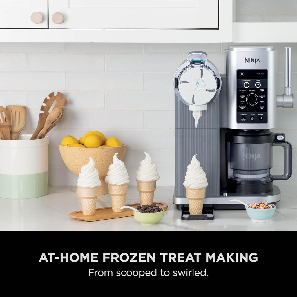 Ninja CREAMi Scoop and Swirl Soft Serve and Ice Cream Maker with 2x Tubs | 13 Functions, Makes Ice Cream, Soft Serve, Gelato, Sorbet, Milkshakes and More, Mix-In Option, Platinum Silver, NC701UK