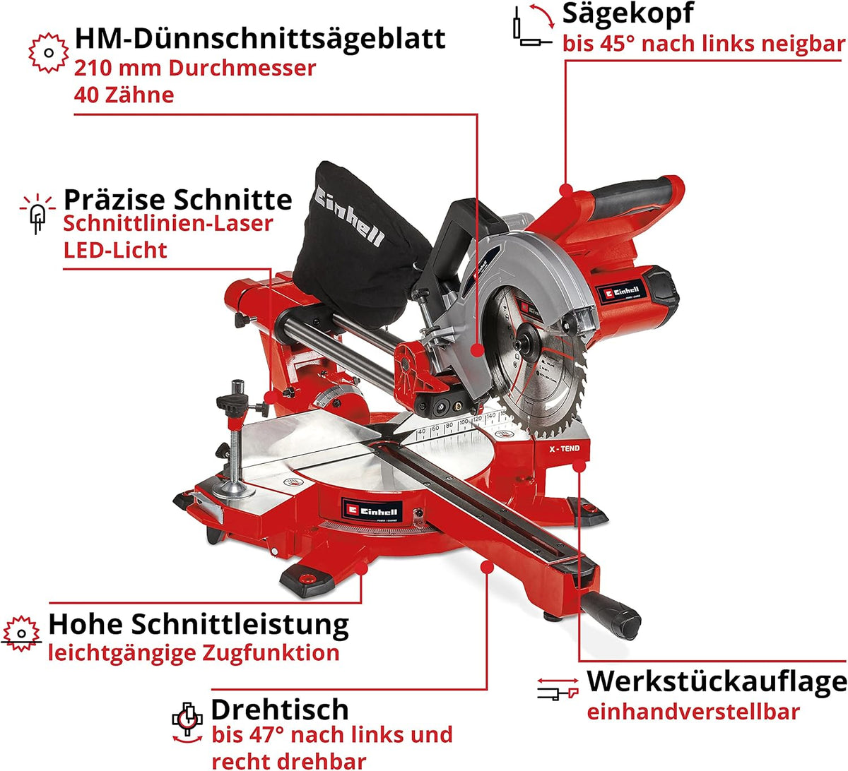 Einhell Akku-Zug-Kapp-Gehrungssäge TE-SM 36/210 Li-Solo