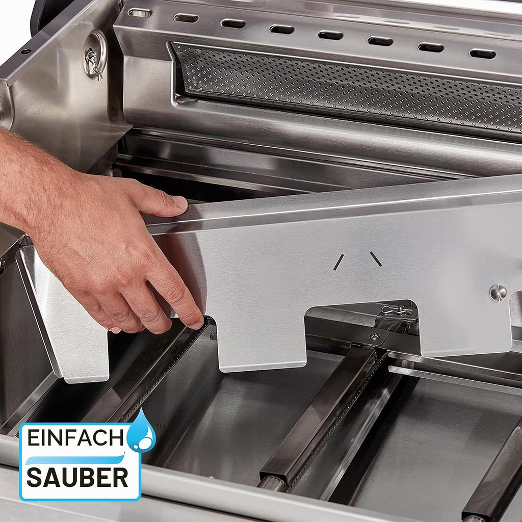 Enders Gasgrill Kansas II Pro 4 SIK Profi Turbo, 4 Brenner mit doppelwandiger Garhaube und Switch Grid - mit Turbo Zone (800 °C)-Gas Grill mit Backburner & Infrarotbrenner, Silber