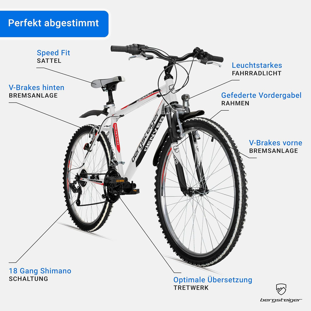 Bergsteiger Denver 26 Zoll Mountainbike Hardtail MTB 18 Gang