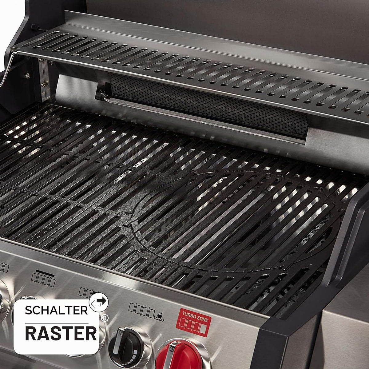 Enders Gasgrill Kansas II Pro 4 SIK Profi Turbo, 4 Brenner mit doppelwandiger Garhaube und Switch Grid - mit Turbo Zone (800 °C)-Gas Grill mit Backburner & Infrarotbrenner, Silber
