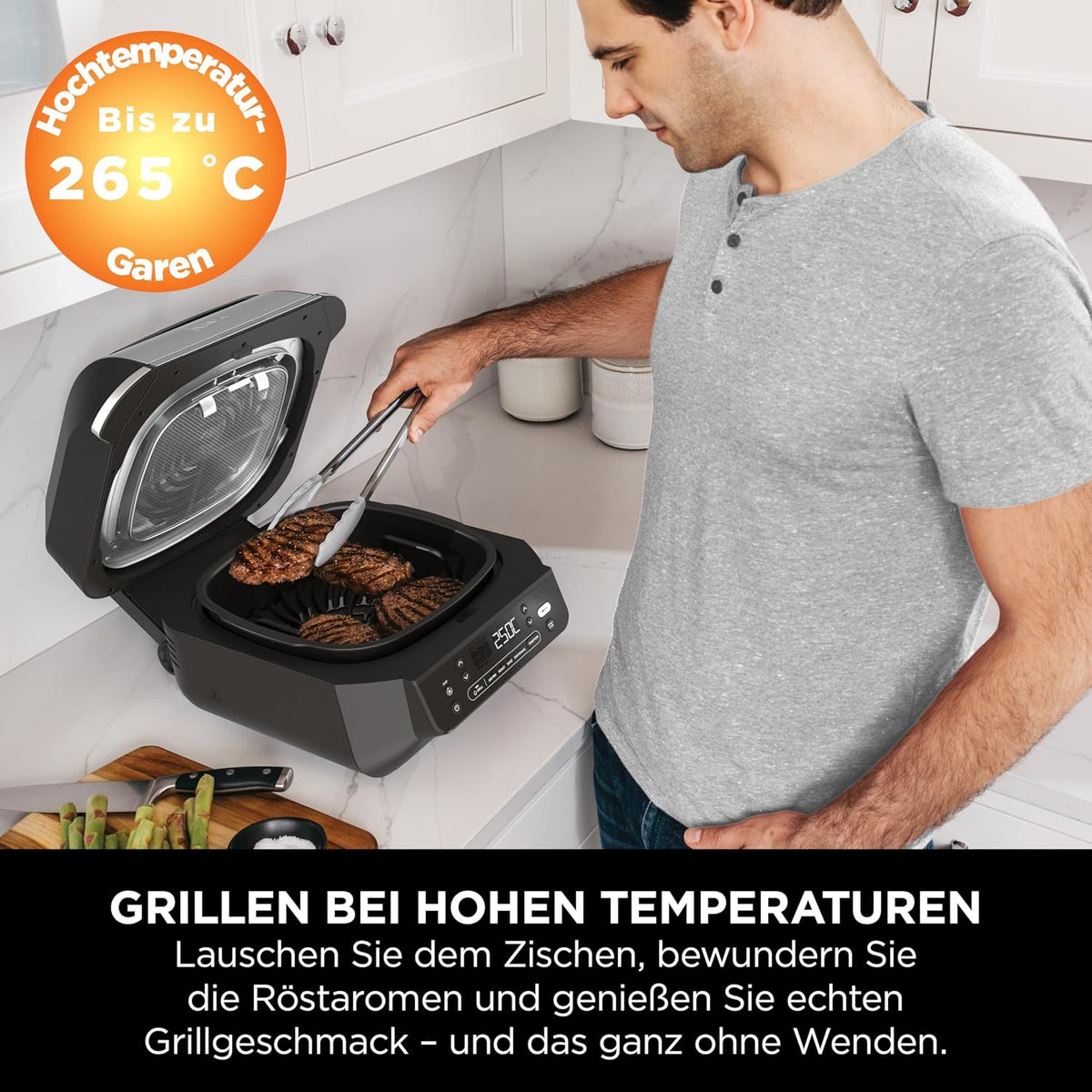 Ninja 5-in-1-Grill & -Heißluftfritteuse für den Innenraum, EG351EU