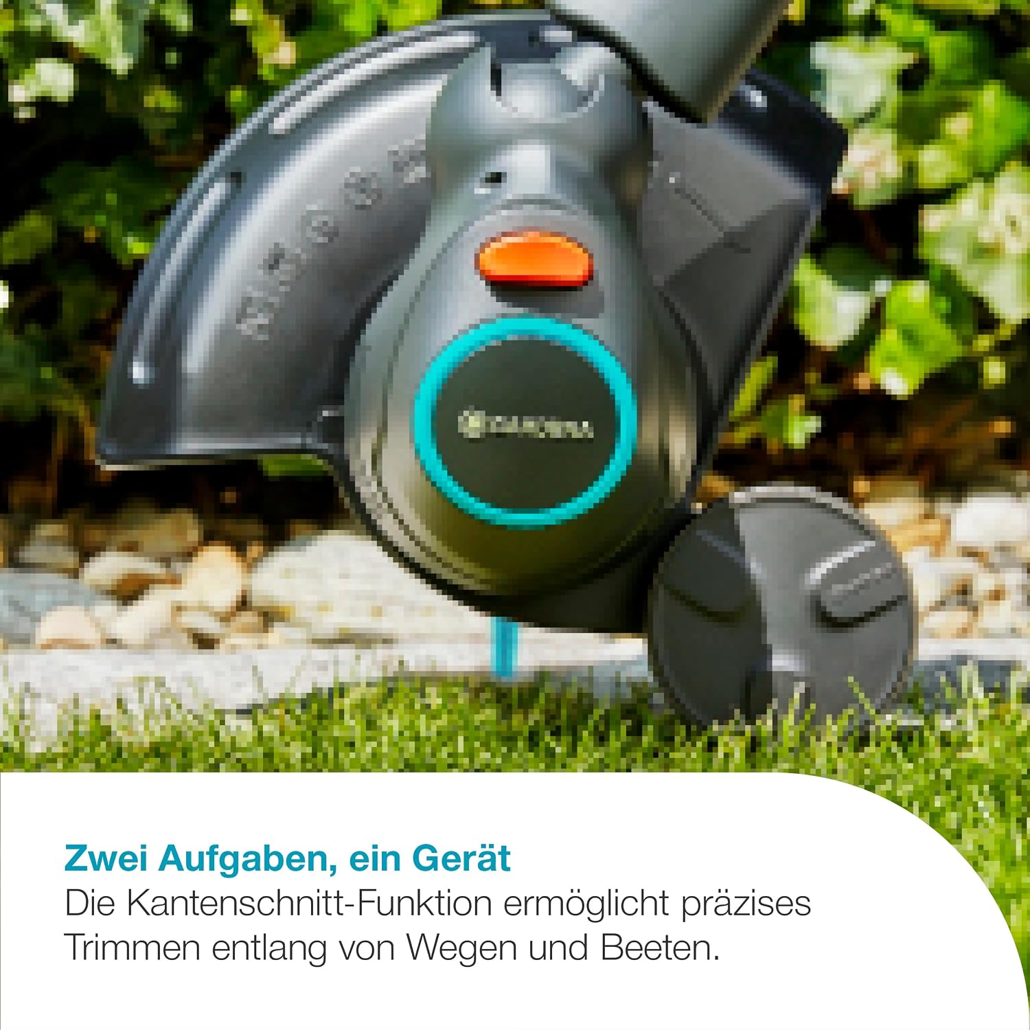 Gardena Akku-Rasentrimmer ComfortCut 23/18V P4A Ready-to-Use Set: Leistungsstark, Leichtgewicht, Teleskopgriff, Kantenschnitt, Kabellos (14701-20)