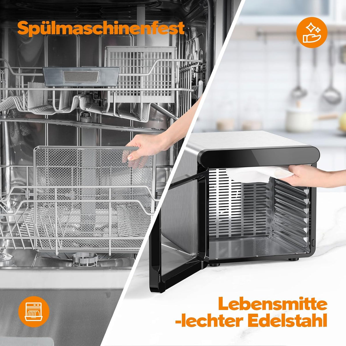 YASHE Stainless Steel Dehydrator with Digital Control (Temperature up to 75°C, Timer up to 48 Hours), 9 Trays Dehydrator for Fruit and Vegetables, Rear Fan for 360° Air Circulation, 800 Wo