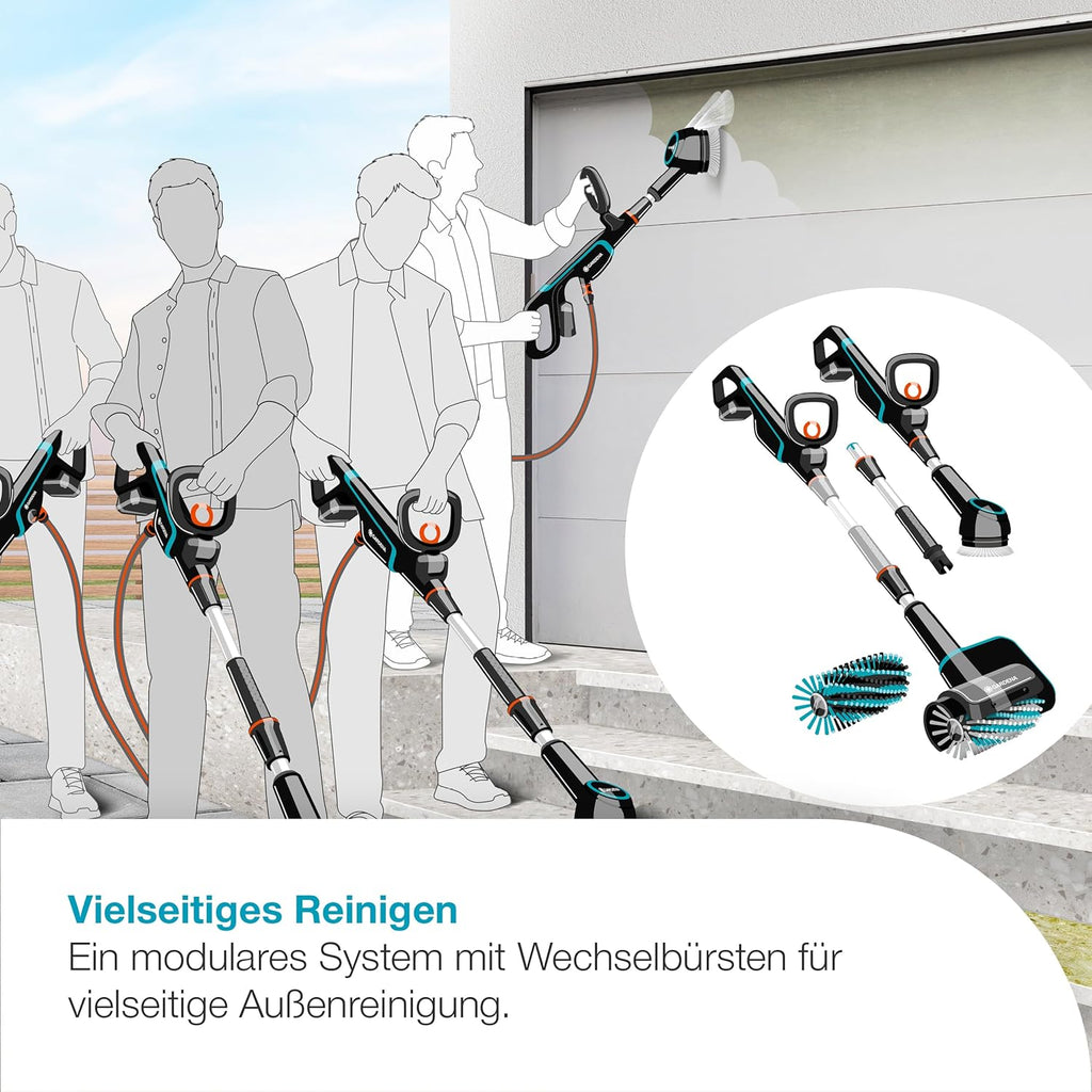 Gardena Akku-Multi-Reiniger AquaBrush Universal 04/18V P4A solo: Außenreinigung, Universelle Flächenreinigung, Bürstenprofil, Bedienung per Knopfdruck, Kabellos (14842-55)