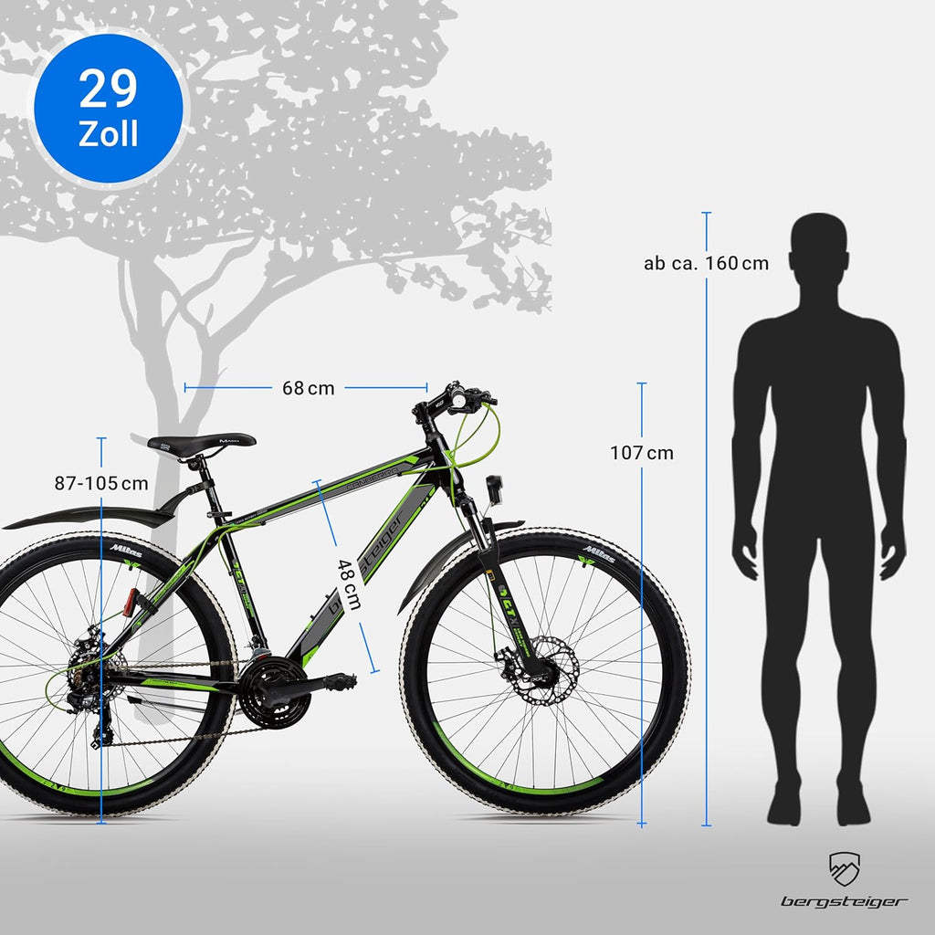 Bergsteiger Canberra 26/29 Zoll Mountainbike Hardtail MTB 21 Gang Alurahmen