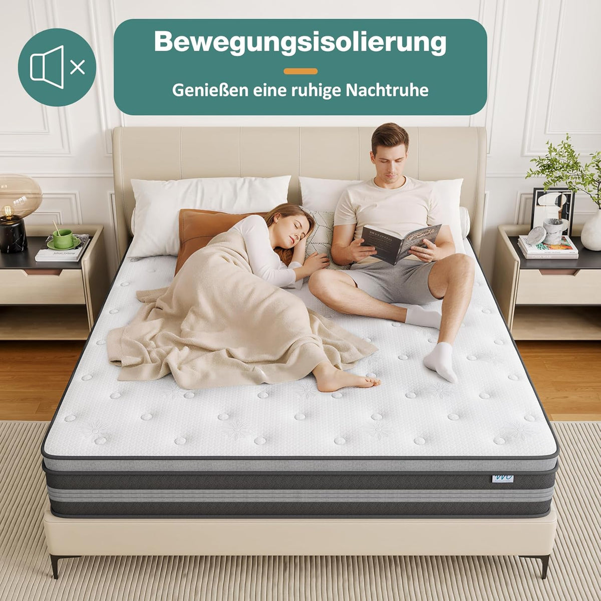 180x200 cm Matratze, 30cm höhe, H3 Taschenfederkernmatratze, Gel Memory Foam Hybrid, Taschenfederkern, Atmungsaktiv, Mittelfest, Druckentlastung, Federkernmatratzen Öko-Tex Zertifiziert