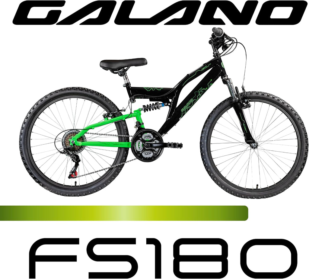 Galano FS180 24 Zoll Jugend Fahrrad 18 Gänge ab 8 Jahre Fully Mountainbike 130-145 cm für Mädchen und Jungen Kinderfahrrad Mountain Bike Jugendfahrrad MTB