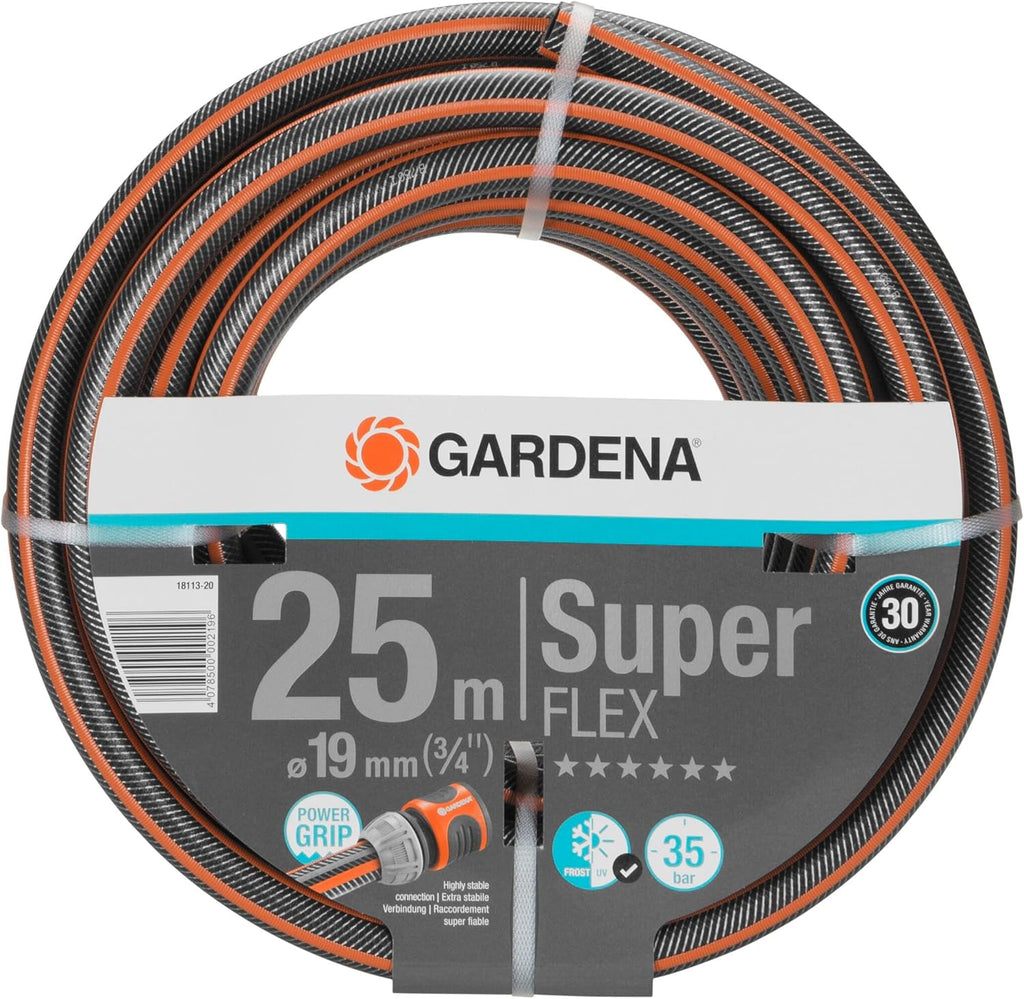 Gardena Premium SuperFLEX Schlauch 19 mm (3/4 Zoll), 25 m: Gartenschlauch mit Power-Grip-Profil, 35 bar Berstdruck, hochflexibel, formstabil, UV-beständig (18113-20)