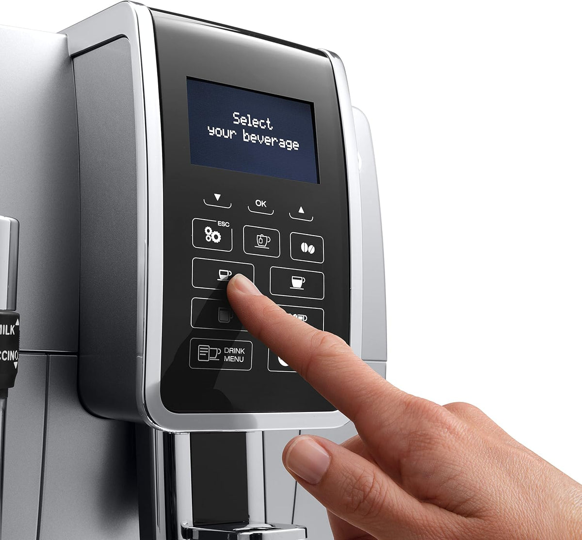 De'Longhi Dinamica - Kaffeevollautomat 4 Getränke Silber