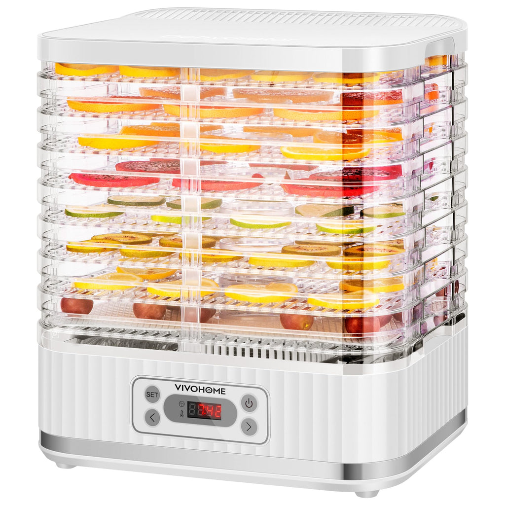 VIVOHOME Dörrautomat mit 8 Einlegefächern 400W BPA frei Dörrgerät mit Temperaturregler von 35°C bis 70°C inkl.72H Timer und Rezept für Fleisch,Obst,Haustier-Leckereieneo