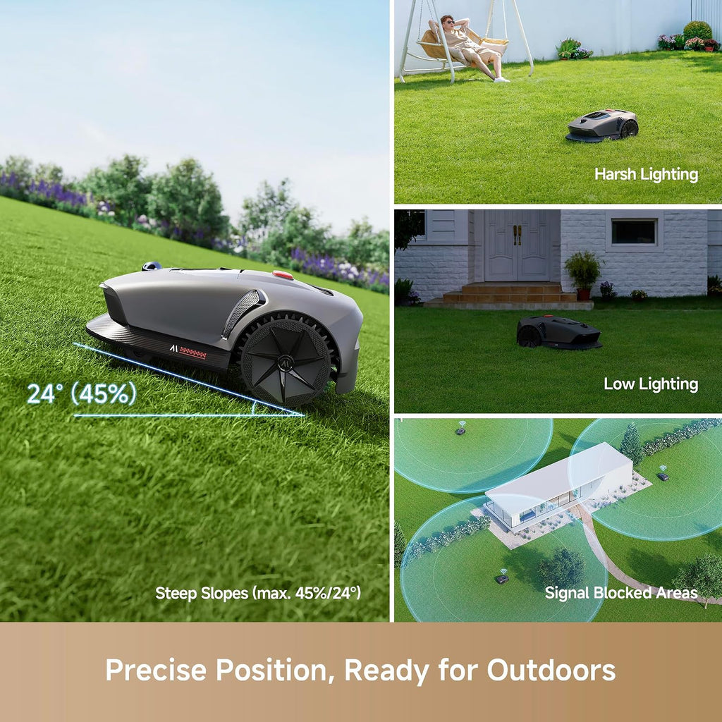 MOVA 600, Rasenmäher Roboter 360° 3D LiDAR Mähroboter ohne Begrenzungskabel & Genaue Kartierung 600 m², Smarte Hindernisvermeidung, App-Steuerung, U-förmiges Schneiden, Sicherheitswarnungen