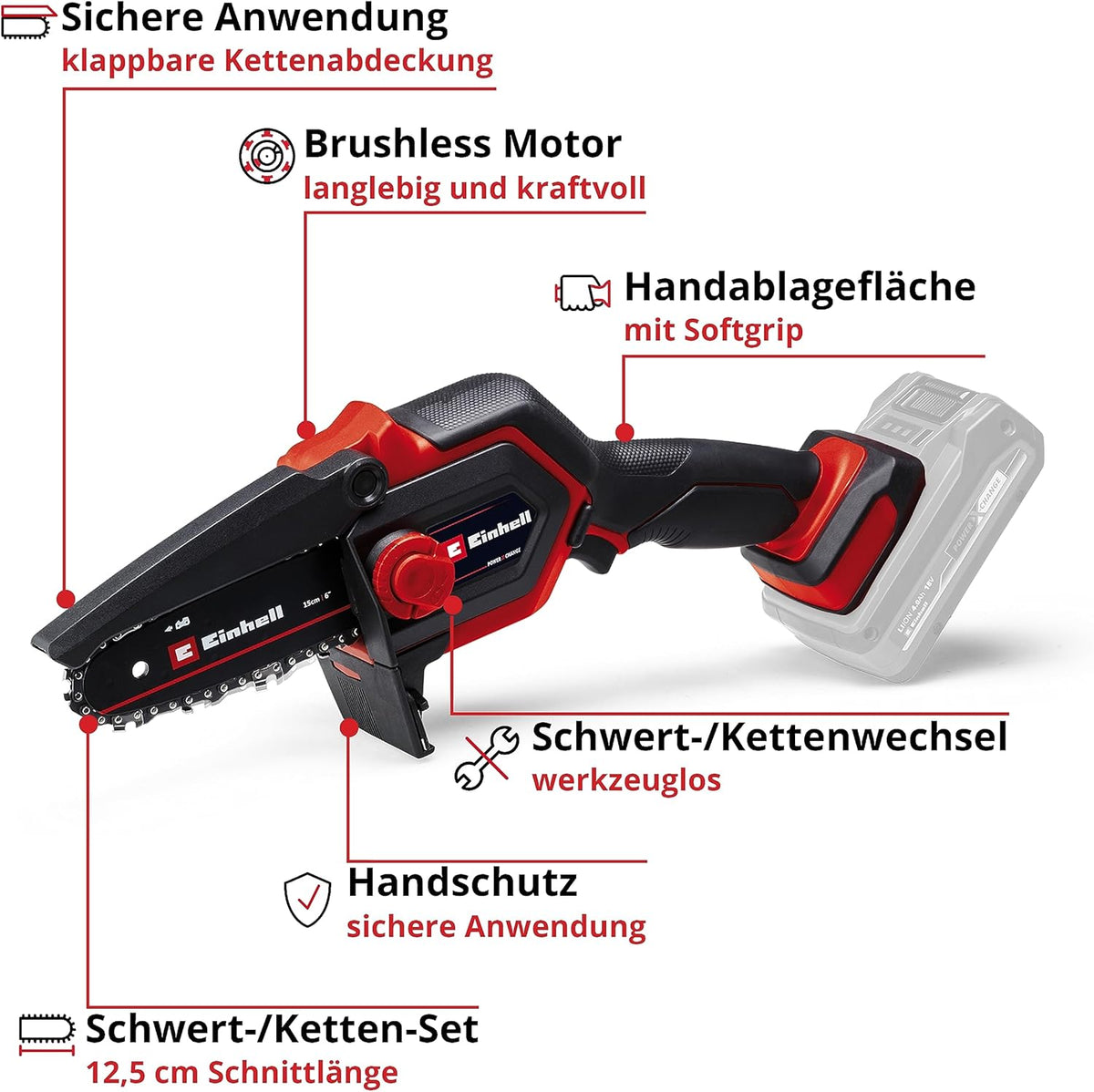 Einhell Akku-Ast-Kettensäge GE-PS 18/15 Li BL-Solo