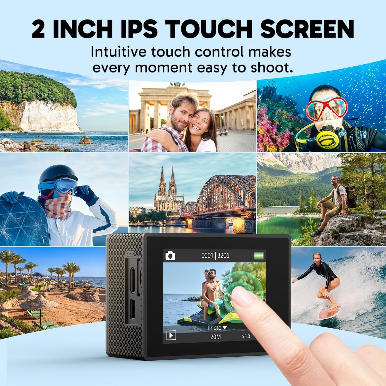 Akaso EK7000 Pro Action Cam 4K30FPS 20MP with Floating Handle Bag | WiFi 40M Underwater Camera Waterproof Ultra HD Touchscreen Adjustable Wide Angle Ice Action Cam with 2.4G Remote Control