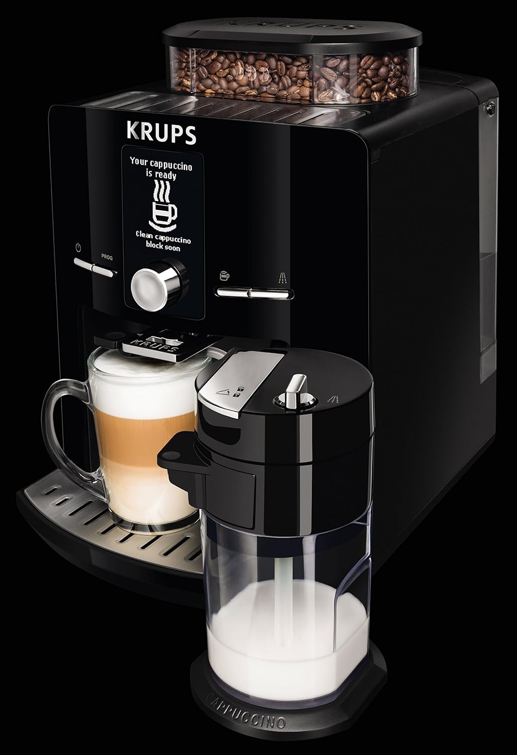 KRUPS EA8298 Kaffeevollautomat Latt'Espress One-Touch-Funktion | 1,7 L | 15 bar | LC Display | Cappuccinatore | schwarz