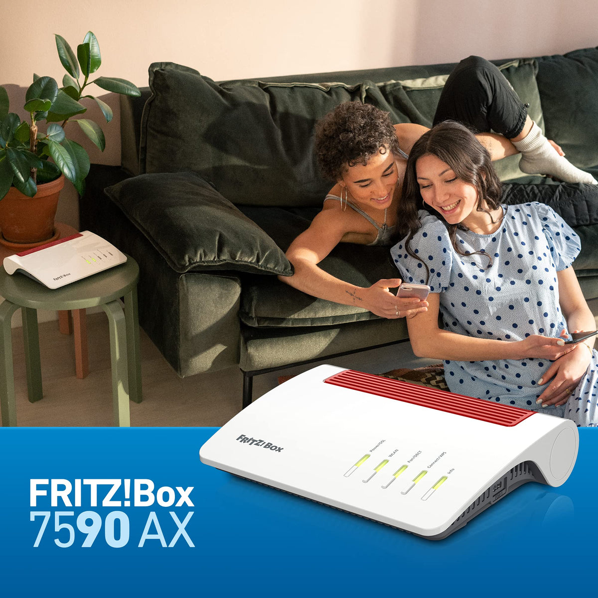 FRITZ!Box 7590 AX Exclusive – Wi-Fi 6 DSL-Router mit Mesh, DECT & USB-Sticko