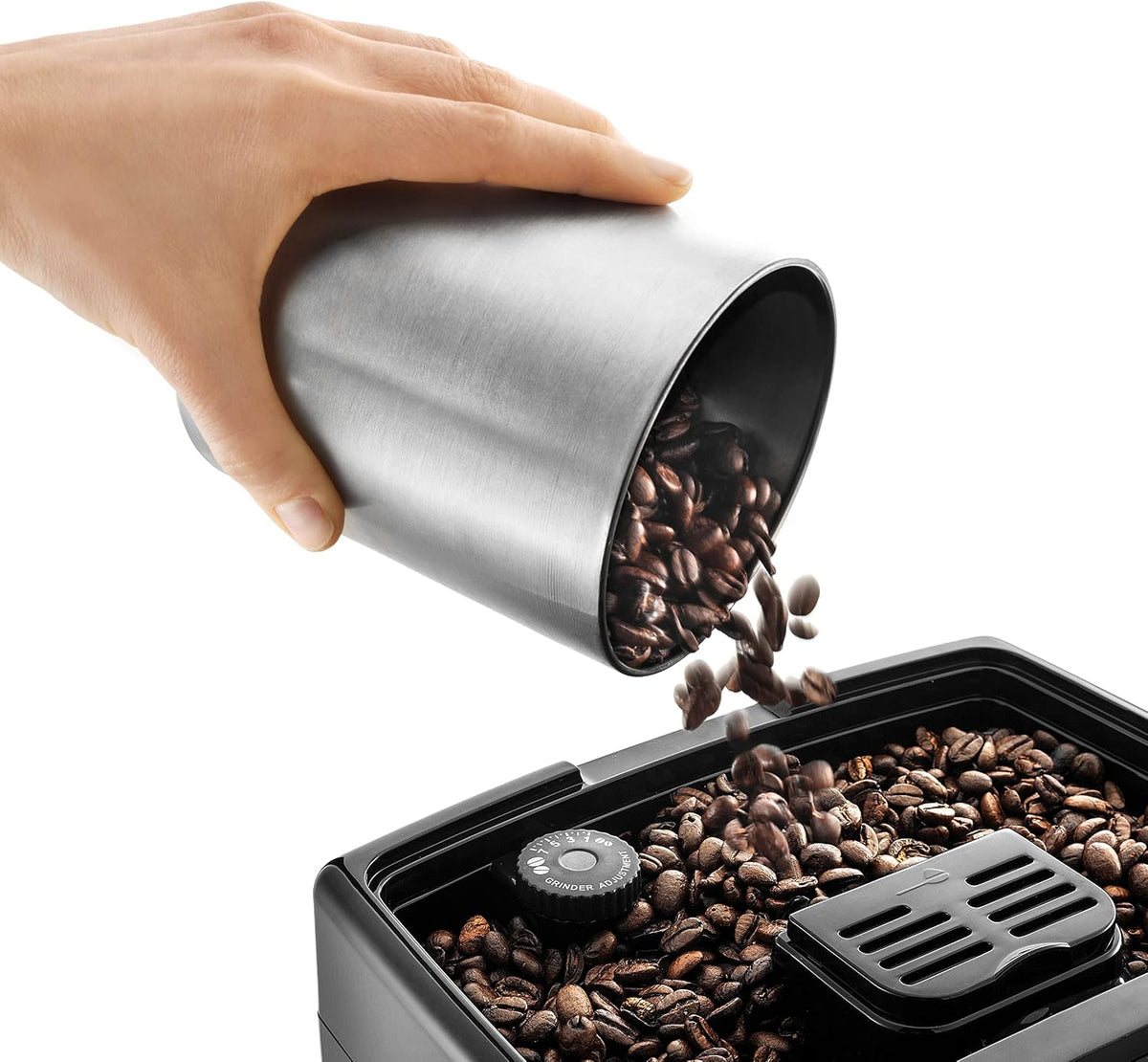 De'Longhi Dinamica - Kaffeevollautomat 4 Getränke Silber