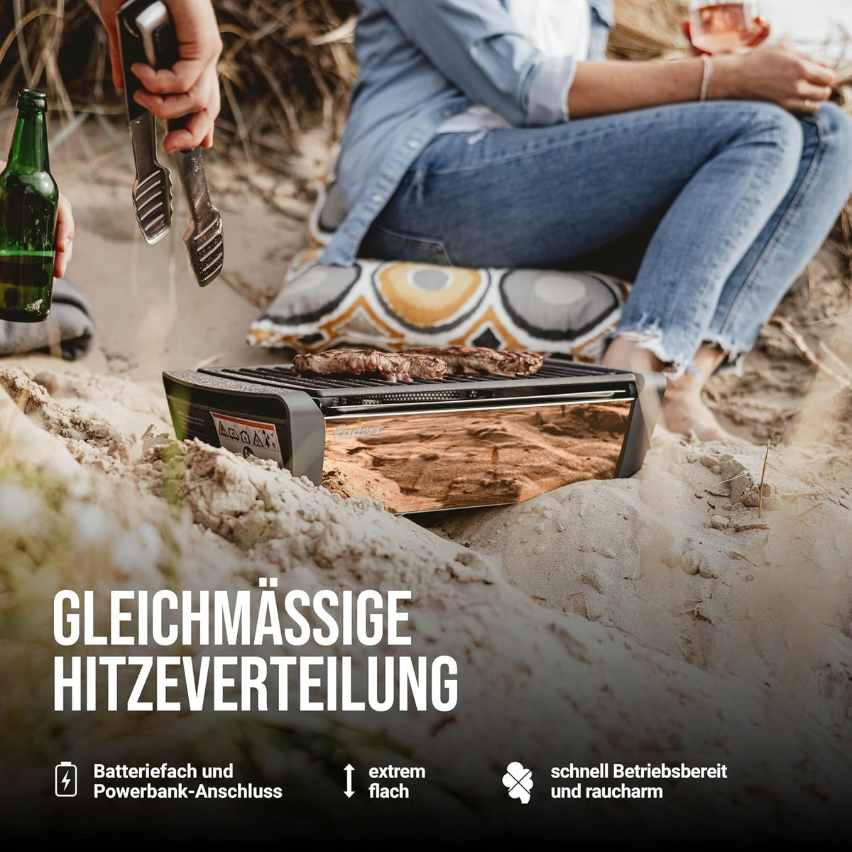 Enders Aurora Mirror raucharmer Tischgrill, mit Guss-Rost, Holzkohlegrill, kleiner Grill, Balkon-Grill, Picknick-Grill, Camping-Grill, Grill mit Belüftung, copper #1368
