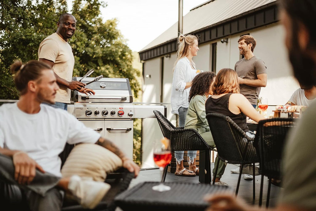 Enders Gasgrill Kansas II Pro 3 SIK Turbo, Gasgrill, 3 Brenner mit doppelwandiger Garhaube und Switch Grid,Turbo Zone (800 °C), Gas Grill mit Backburner & Infrarotbrenner, Seitenkocher, silber,#8713