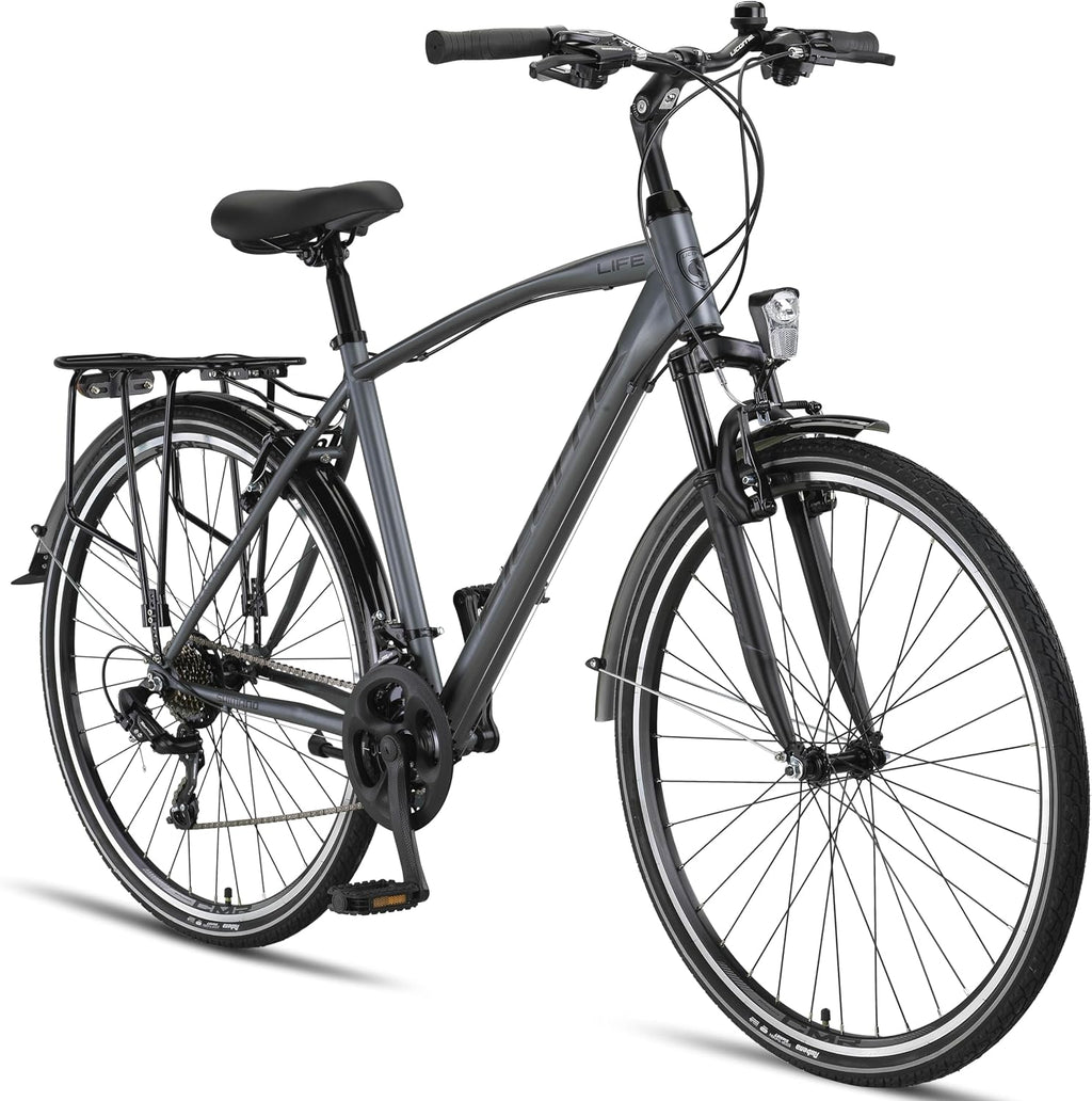 Licorne Bike Premium Trekking Bike in 28" Fahrrad für Herren Jungen Damen und 21 Gang Schaltung Citybike Life M-V-ATB