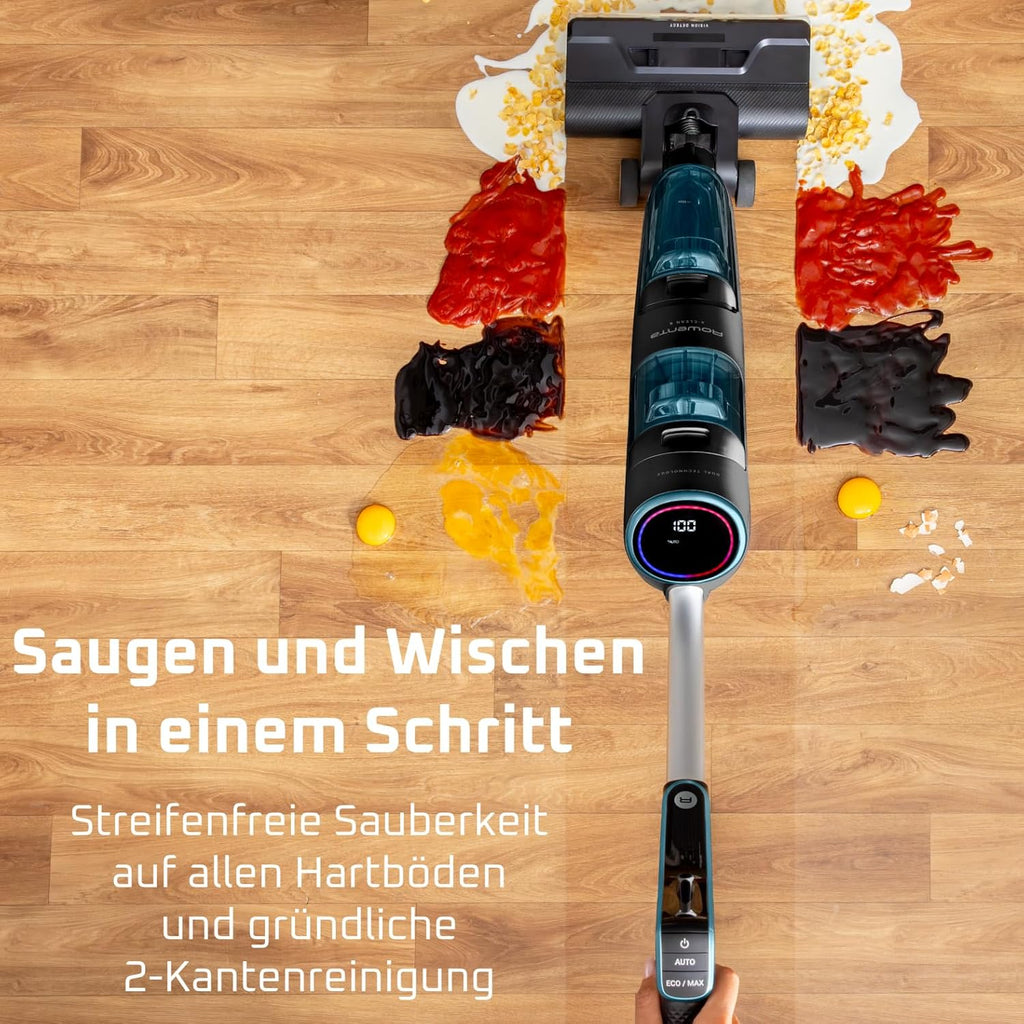Rowenta X-Clean 5 kabelloser Akku-Nass-Trockensauger, selbstreinigend, nur 1,1 kg in der Hand, Sprachassistenz, LED-Anzeige, 170 Watt, 50 Min. Laufzeit, Schwarz/Blau, GZ5555EE