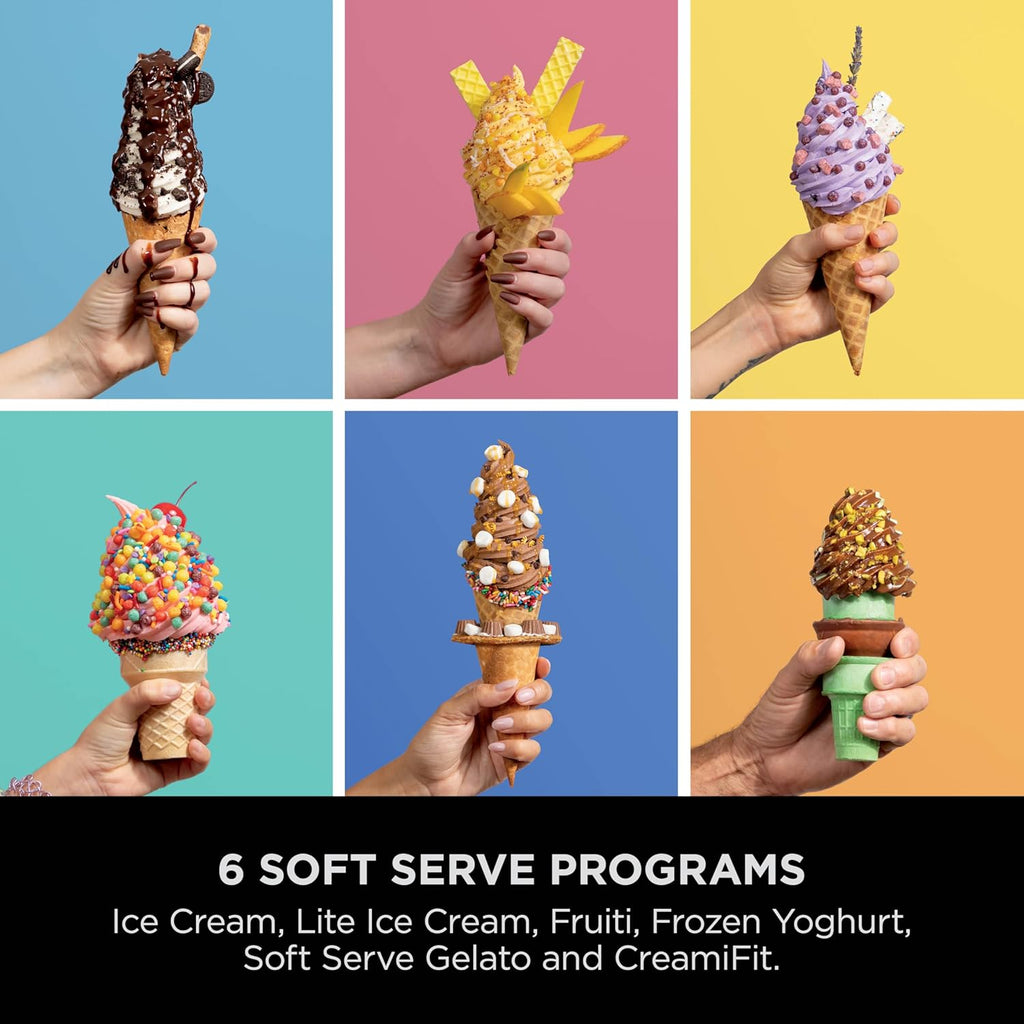 Ninja CREAMi Scoop and Swirl Soft Serve and Ice Cream Maker with 2x Tubs | 13 Functions, Makes Ice Cream, Soft Serve, Gelato, Sorbet, Milkshakes and More, Mix-In Option, Platinum Silver, NC701UK