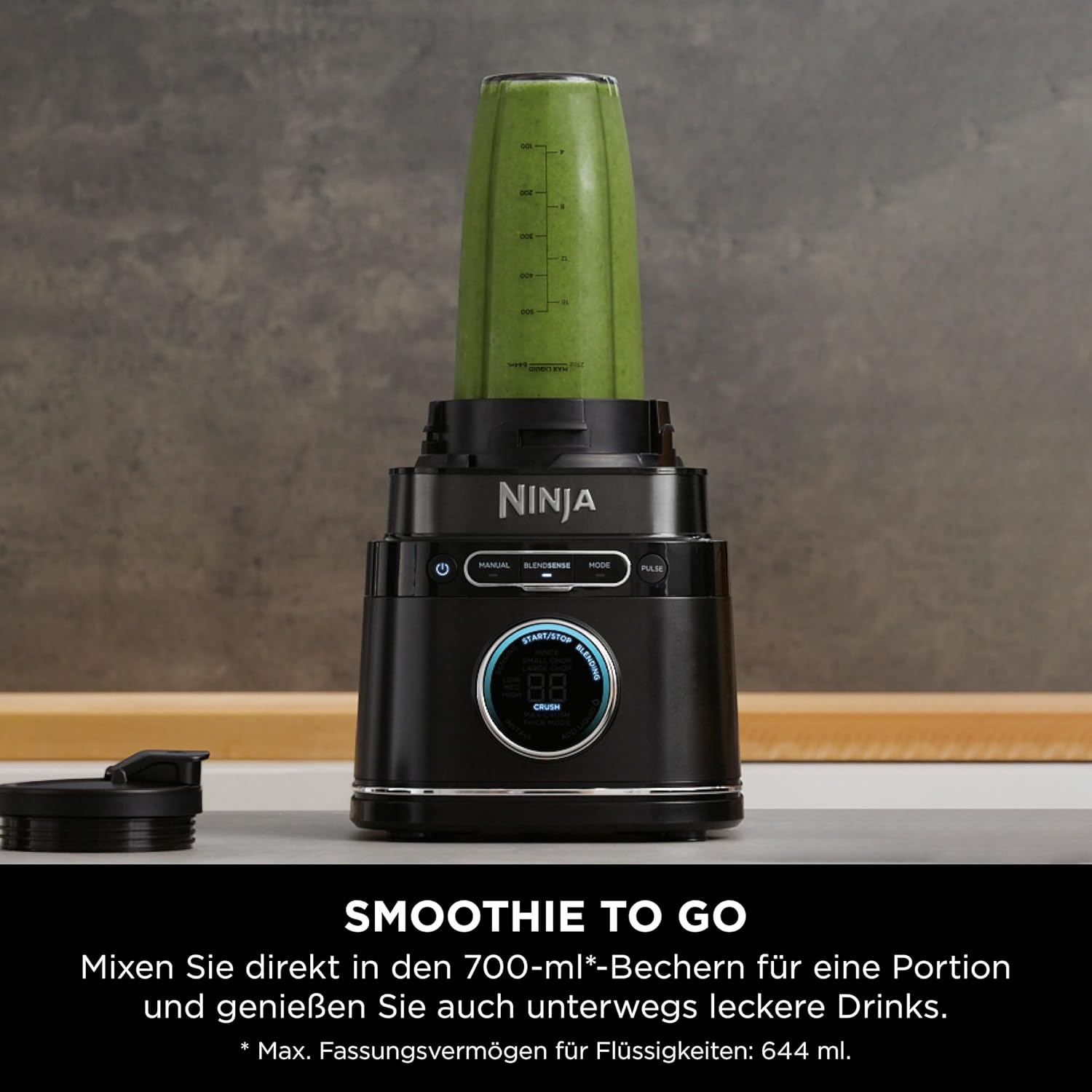 Ninja TB401EU 3-in-1 Detect Power Blender Processor Pro Black | Powerful 1200 W food processor, single serve and dough hook, 1 x single serve cup, jug, dough, mix and chop
