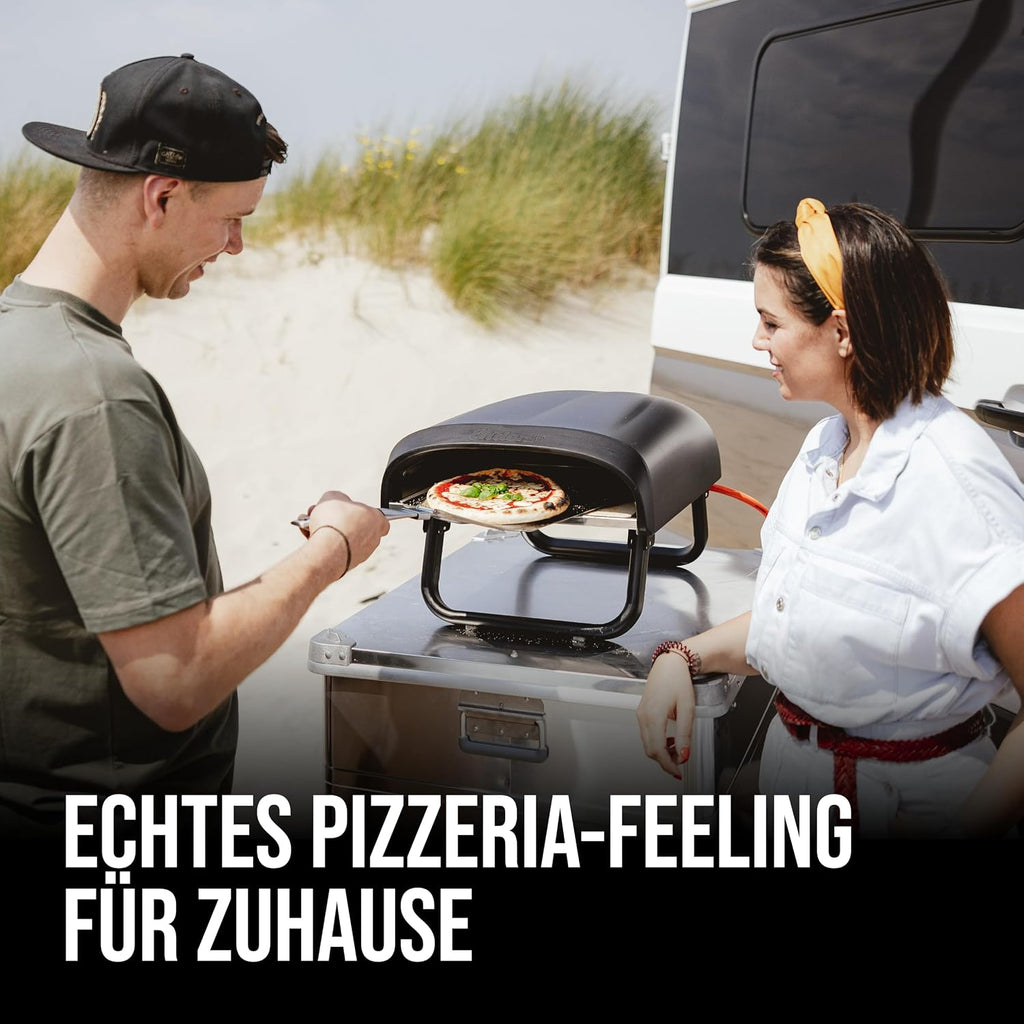 Enders® Pizzaofen PACO™, Pizzastein, Thermometer, Pizza, Edelstahlbrenner, 4kW, Cordierit-Pizzastein, stufenlos regulierbarer Edelstahlbrenner #31306, Schwarz